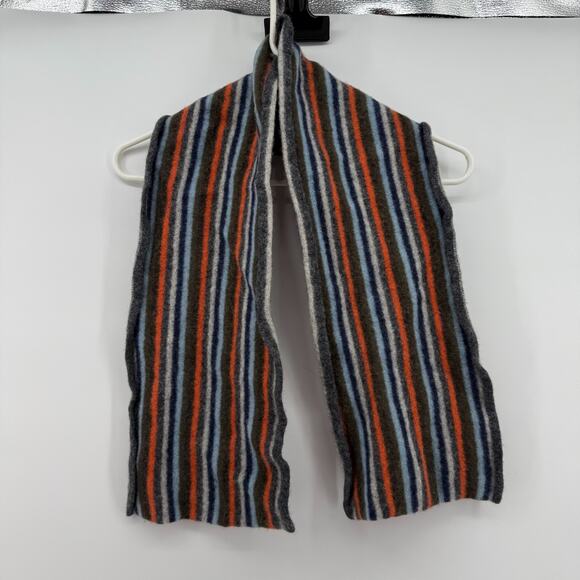GAP 100% Lambswool Winter Scarf Multi Stripes 46" Modern Men Women Grey RN54023 - Picture 1 of 6